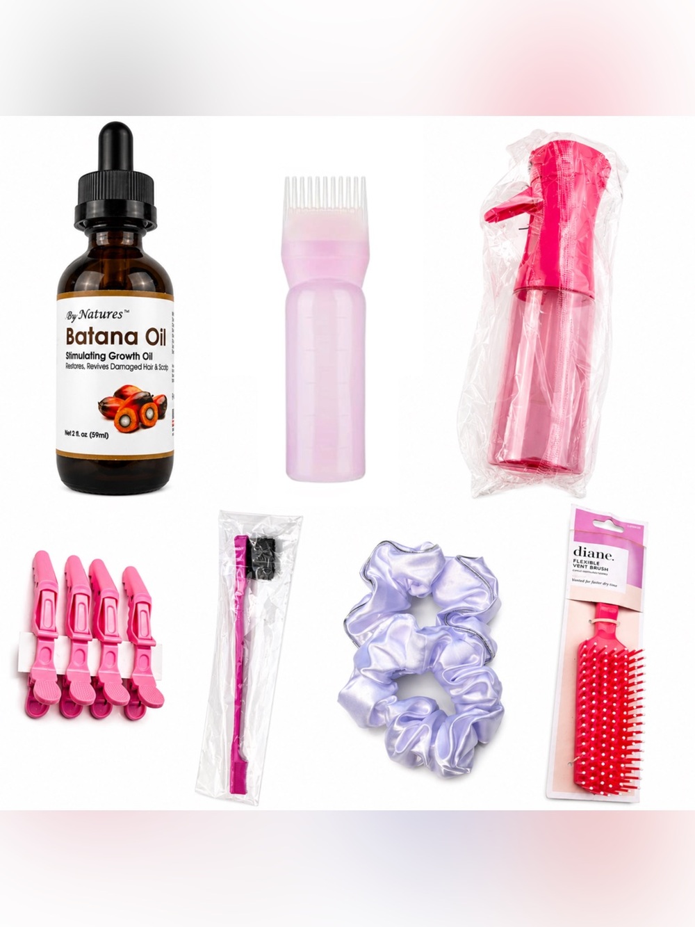 Natures HairCare Set — Pink and white Styling Kit